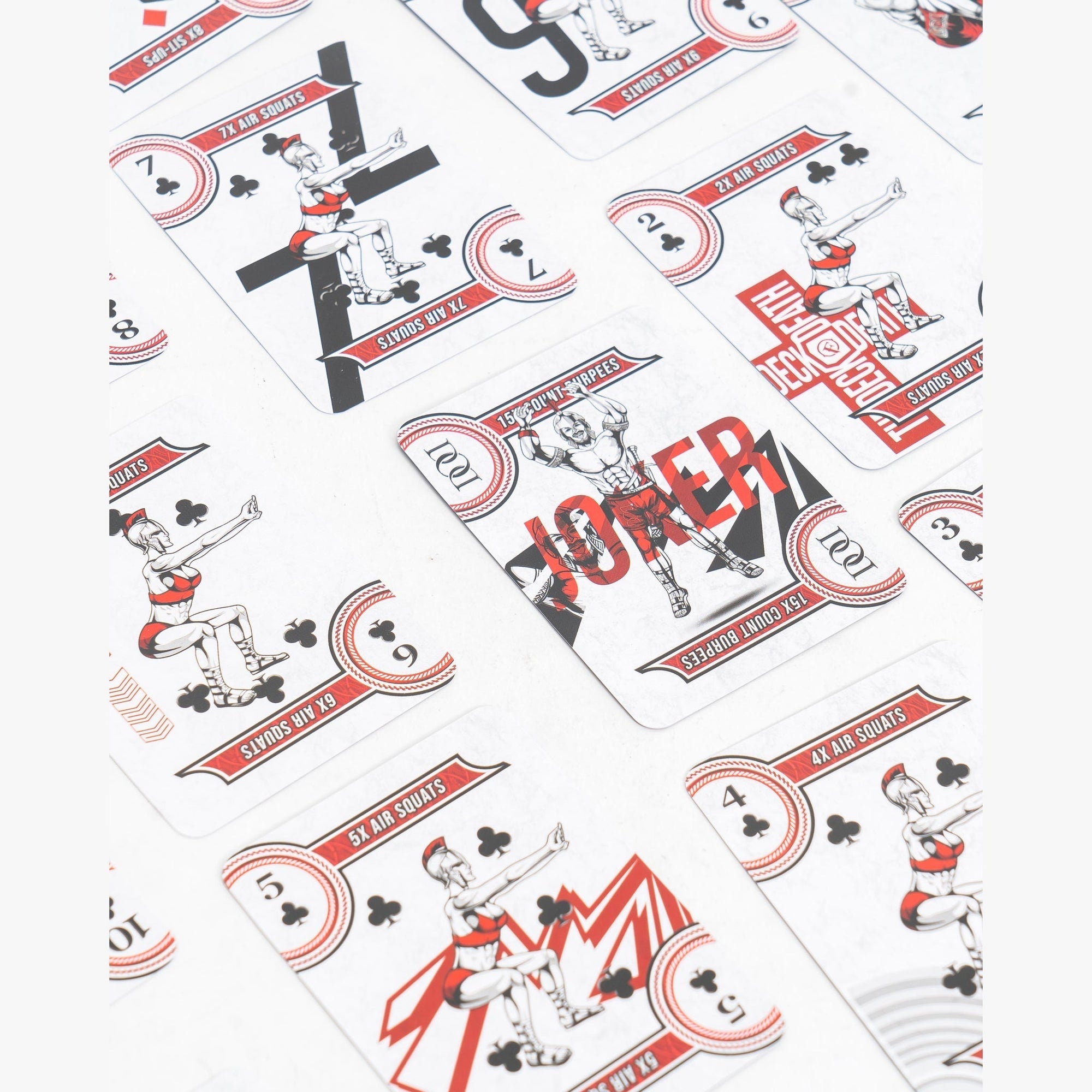 The Deck of Death cards spread to show the four suits and rep counts