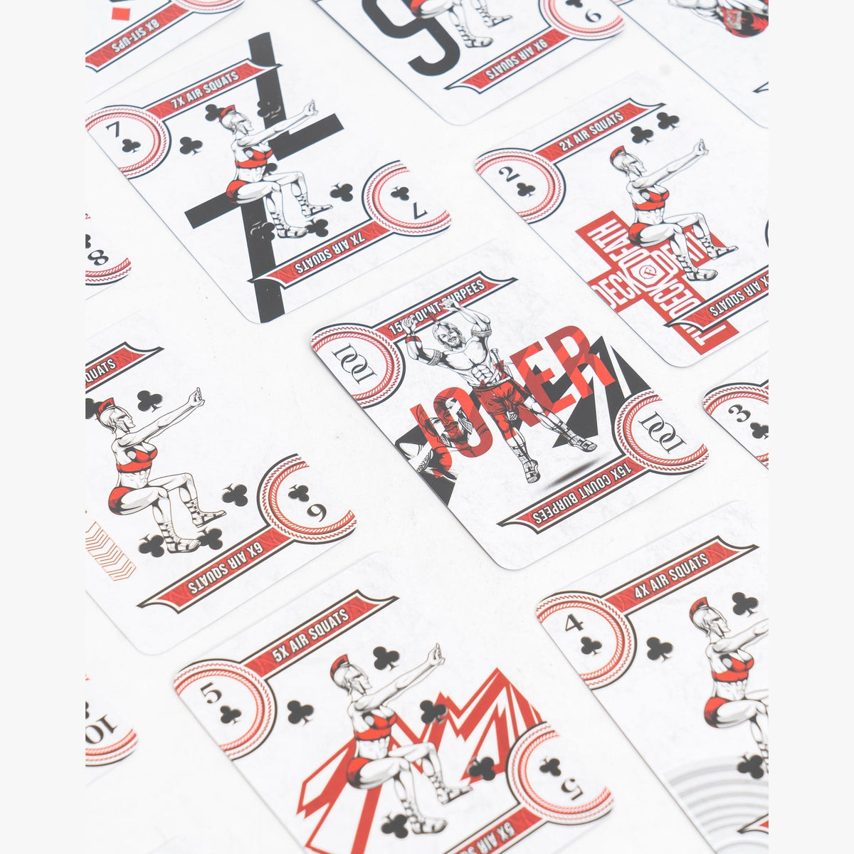 The Deck of Death cards spread to show the four suits and rep counts