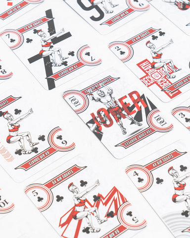 Set of fitness playing cards with excercise character design on a white background